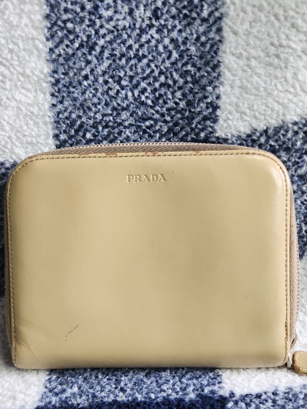 Prada Cream Leather Zip Wallet